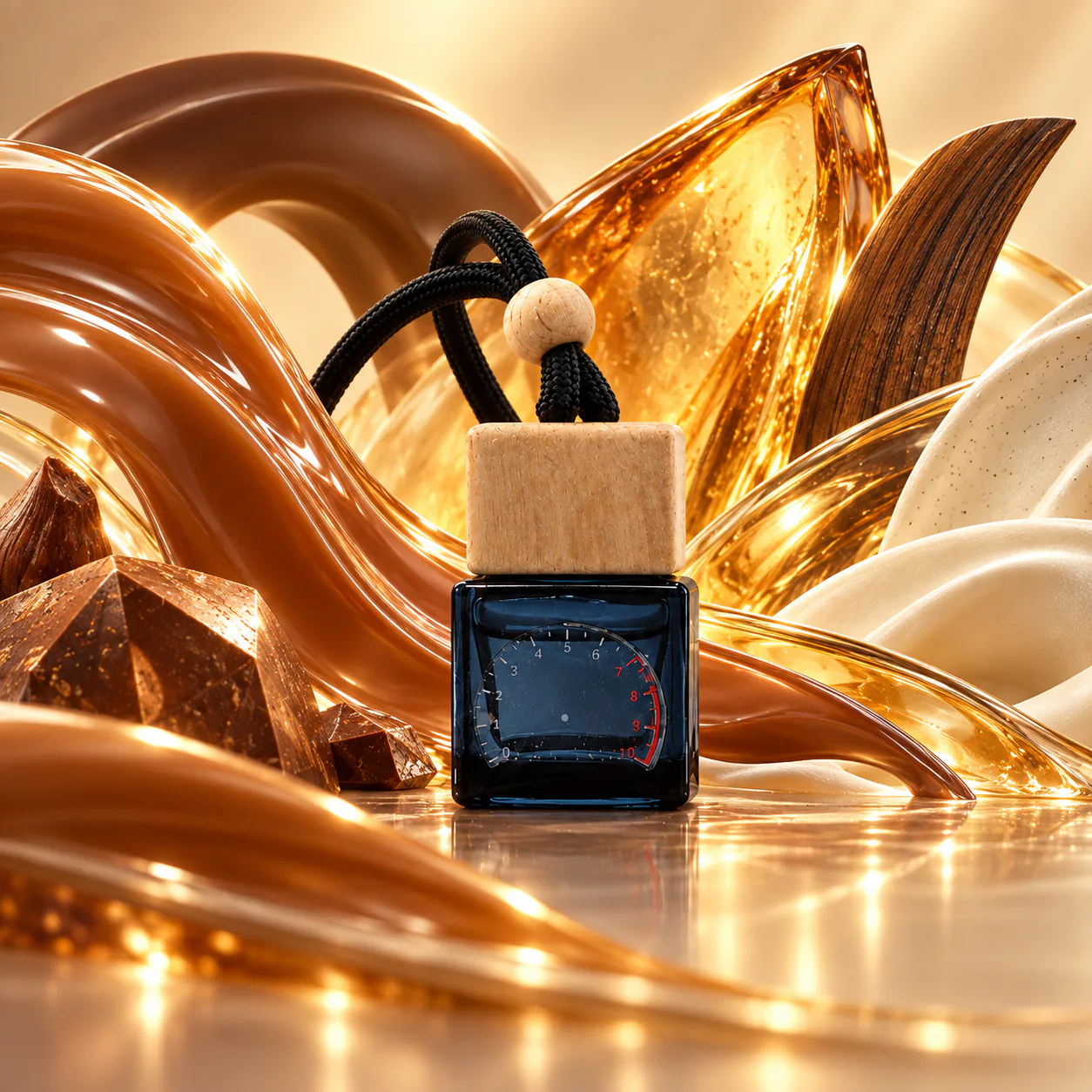 Sunday Drive car diffuser in a warm amber studio scene